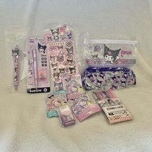 New Sanrio Character Kuromi Bundle #19 - pencil case pens  stickers eras…